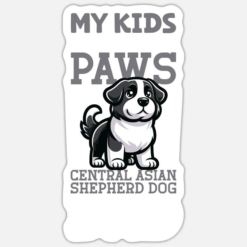 Ovcharka Papa d’Asie centrale - Sticker taille S (10 x 10 cm) - blanc mat