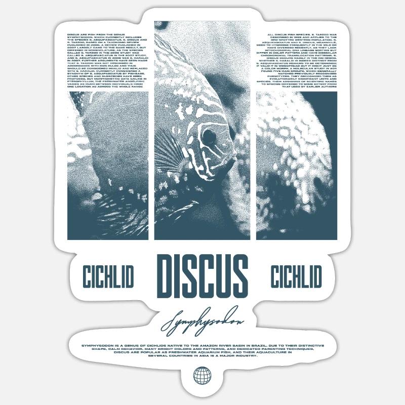 Diskusfisch Buntbarsch Aquarium Fischhalter - Sticker Größe S (10 x 10 cm) - Mattweiß