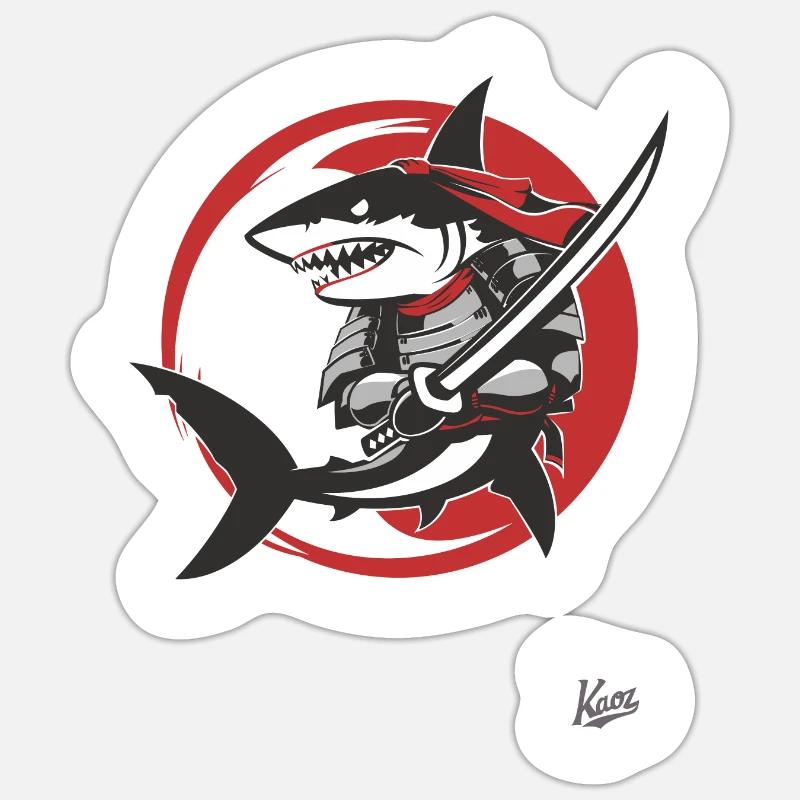 Requin Katana samouraï Sticker taille S (10 x 10 cm)