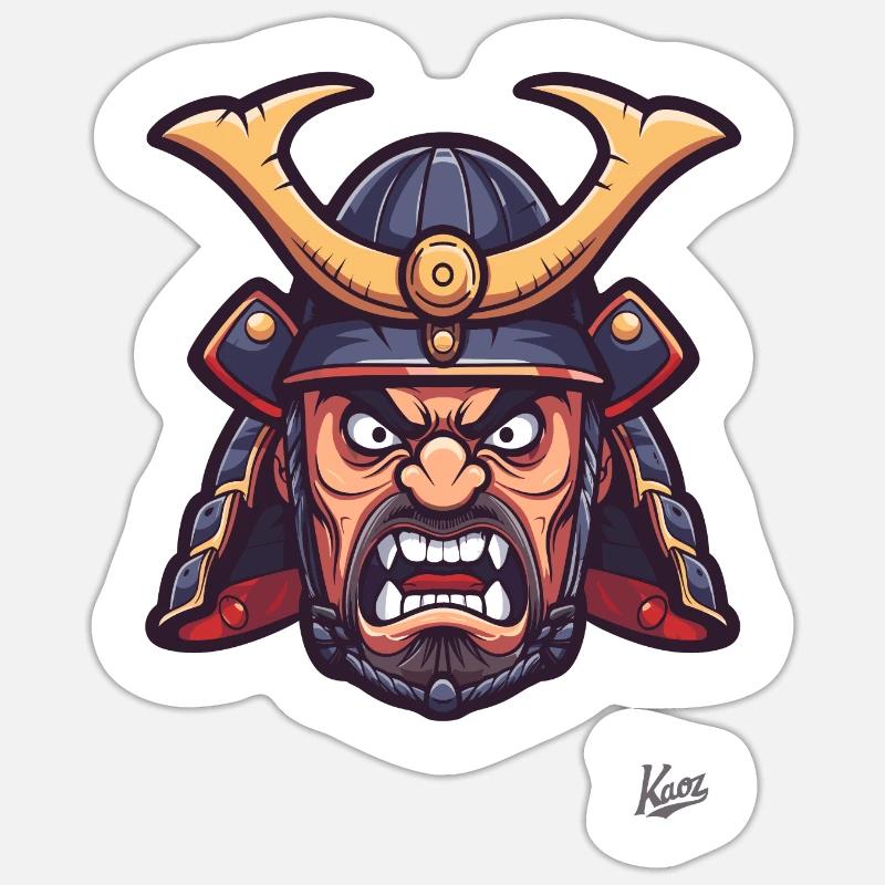 Wütender japanischer Edo-Samurai-Shogun Sticker Größe S (10 x 10 cm)
