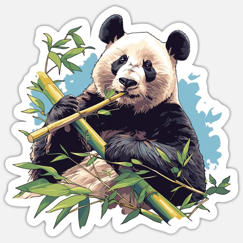 Panda géant Pandas Große Pandas Großer Panda - Sticker taille S (10 x 10 cm) - blanc mat