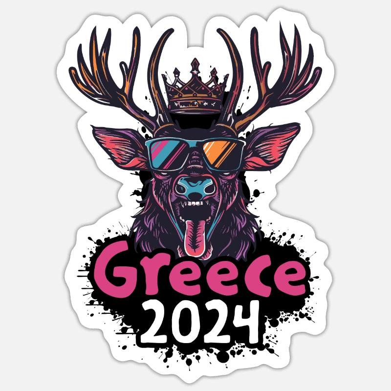 Greece 2024 Hirsch - Sticker Größe S (10 x 10 cm) - Mattweiß