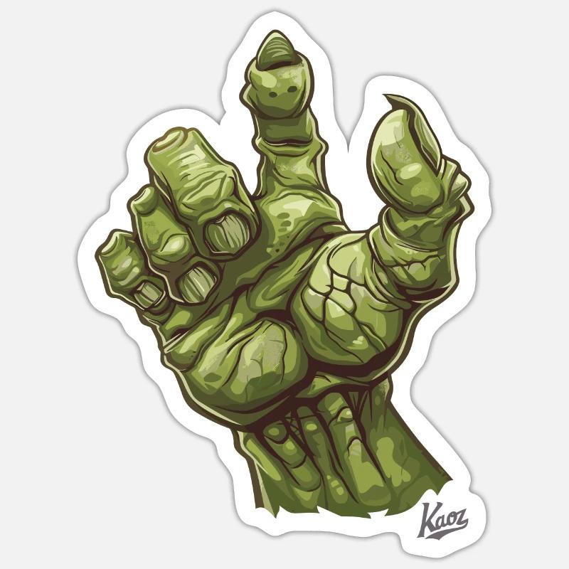 Massive grüne Ork- oder Oger-Monster-Hand Sticker Größe S (10 x 10 cm)