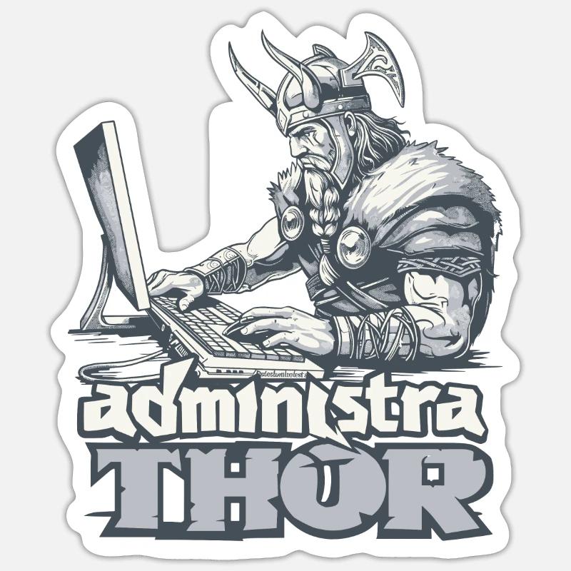 Viking Databaseadministra-thor Nerdy - Sticker Größe S (10 x 10 cm) - Mattweiß