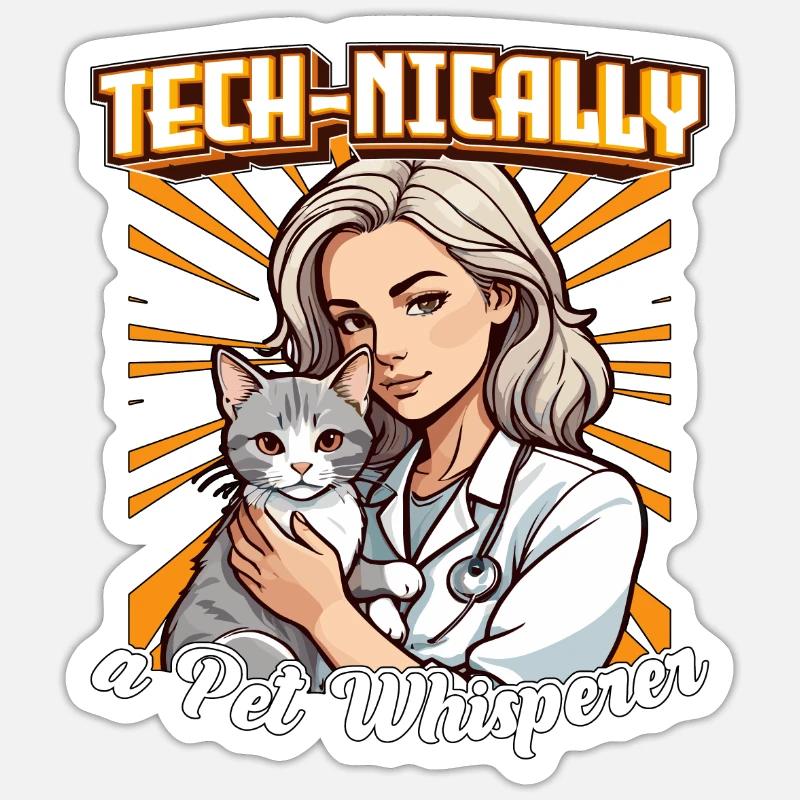 Veterinary Technician Tech-nically Animal Lover - Sticker Größe S (10 x 10 cm) - Mattweiß