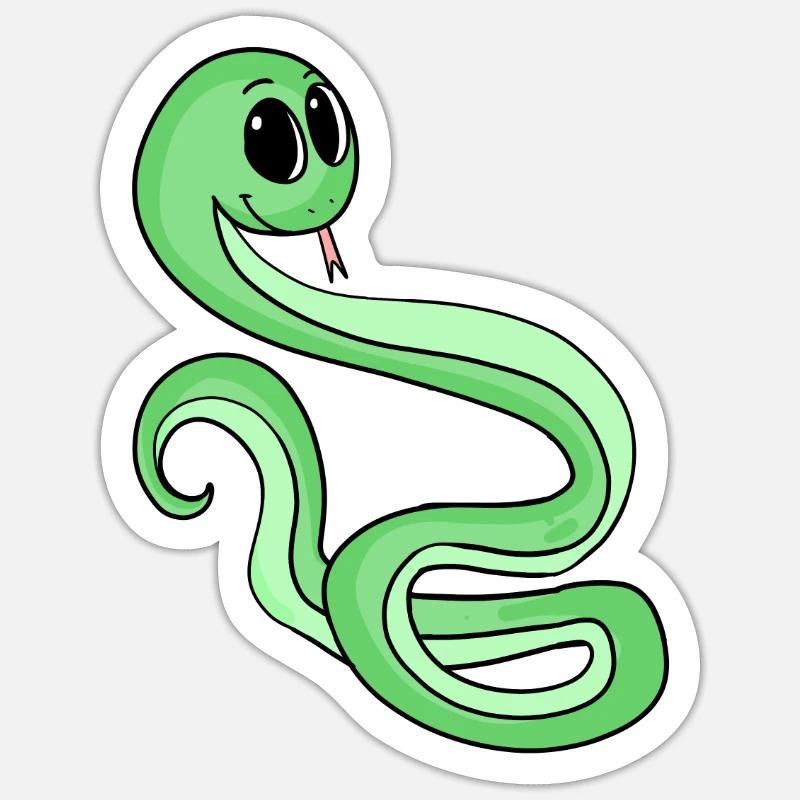 Motif Vert Serpent - Sticker taille S (10 x 10 cm) - blanc mat