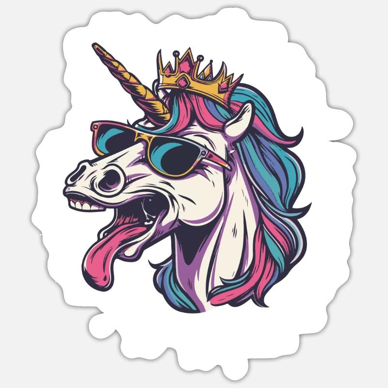 Einhorn Comic - Sticker Größe S (10 x 10 cm) - Mattweiß