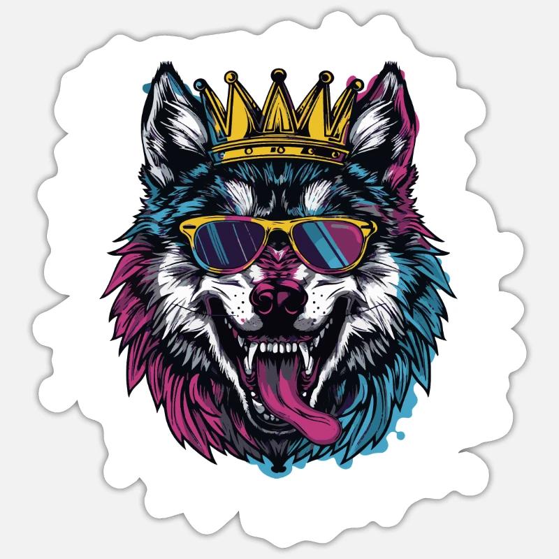 Wolf Comic - Sticker Größe S (10 x 10 cm) - Mattweiß