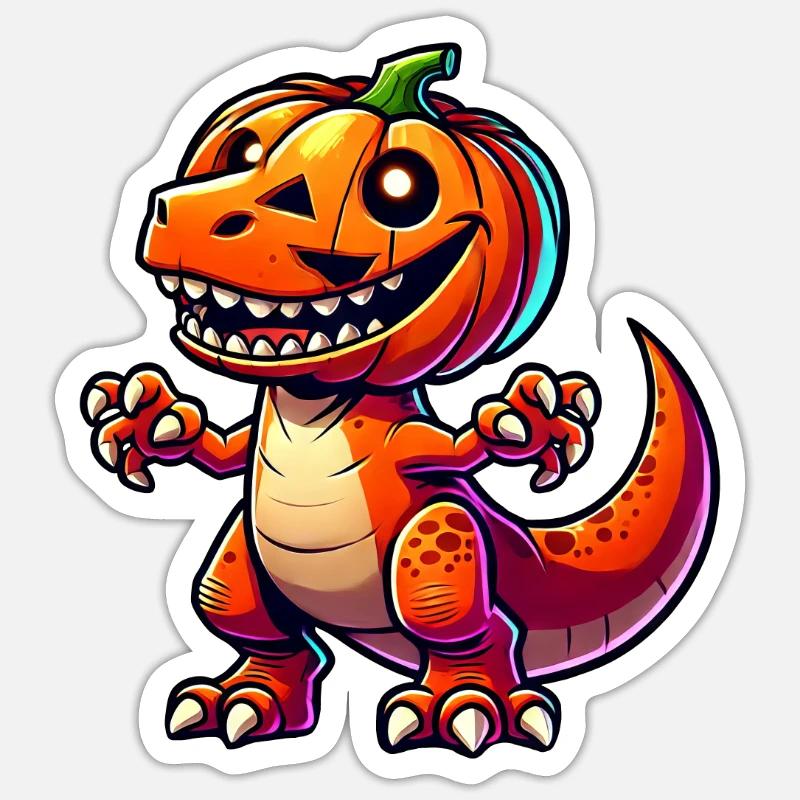 Funny Halloween T-Rex Dinosaur Comic - Sticker size S (10 x 10 cm) - white matte