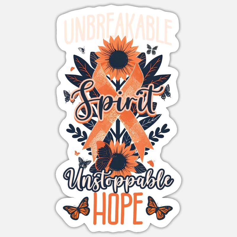 Leukämie-Bewusstsein, Geist, unaufhaltsame Hoffnung - Sticker Größe S (10 x 10 cm) - Mattweiß