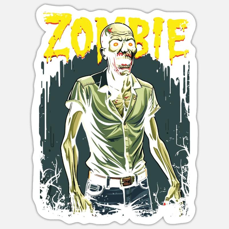 Conception de zombie d’Halloween - Sticker taille S (10 x 10 cm) - blanc mat