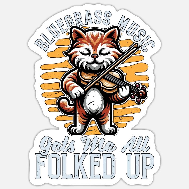 Fiddle Bluegrass Music Gets Me String Instrument Sticker Größe S (10 x 10 cm)