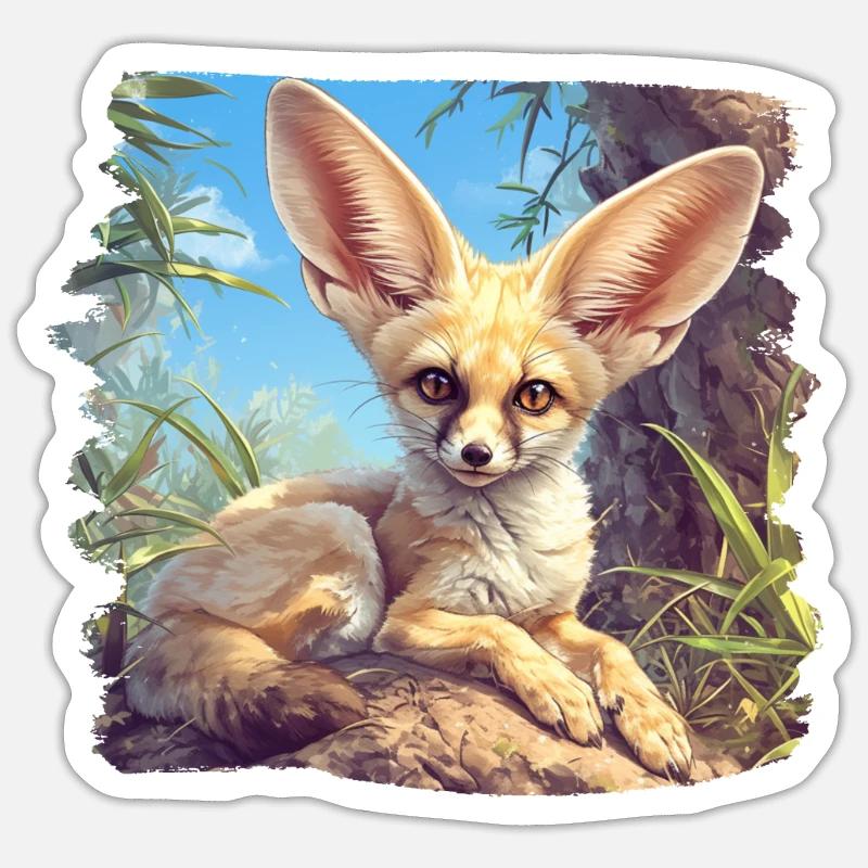 Fennec Fox Fenneks Fennek - Sticker size S (10 x 10 cm) - white matte