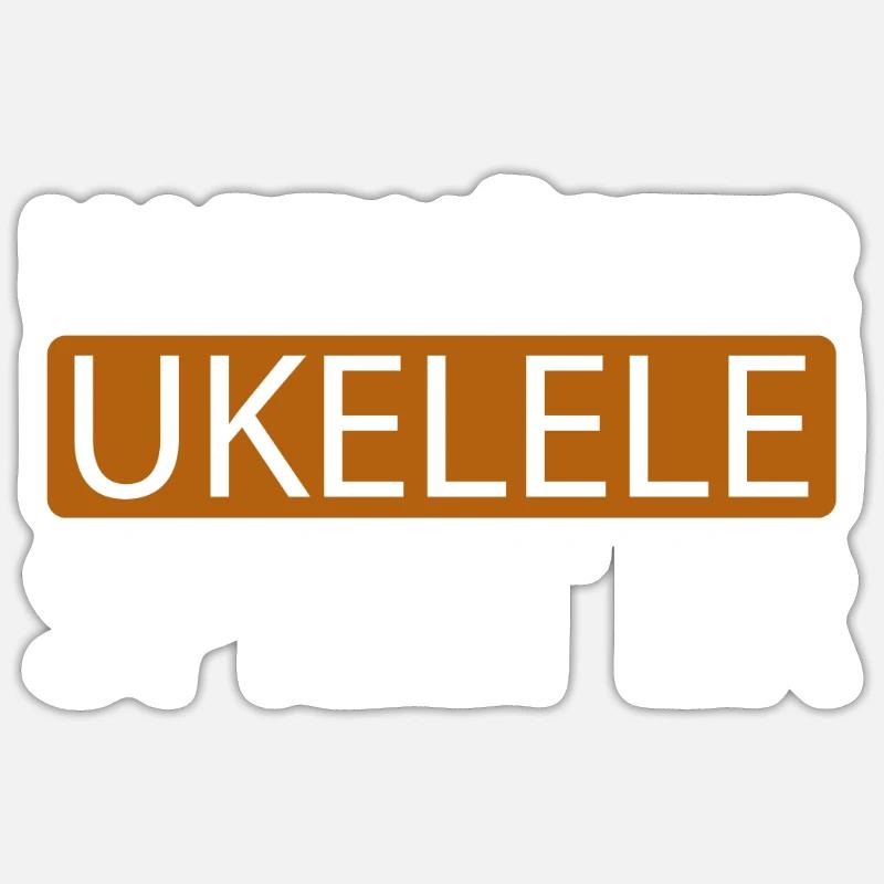 Ukulélé - Sticker taille S (10 x 10 cm) - blanc mat
