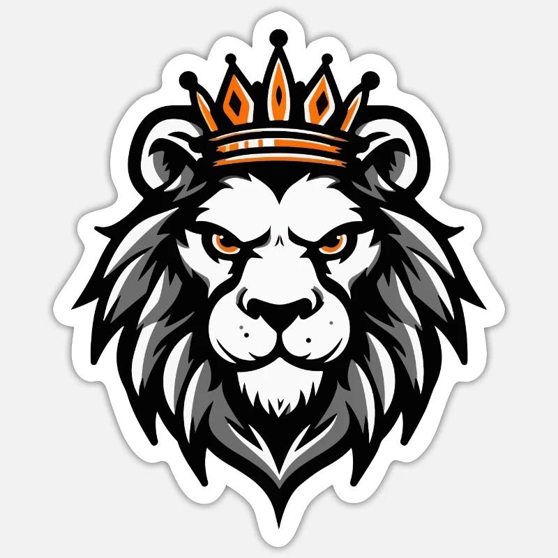 Löwe Kopf Krone - Sticker Größe S (10 x 10 cm) - Mattweiß