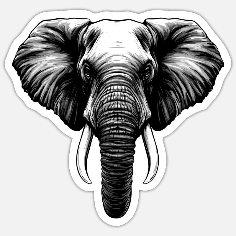 Éléphant - Sticker taille S (10 x 10 cm) - blanc mat