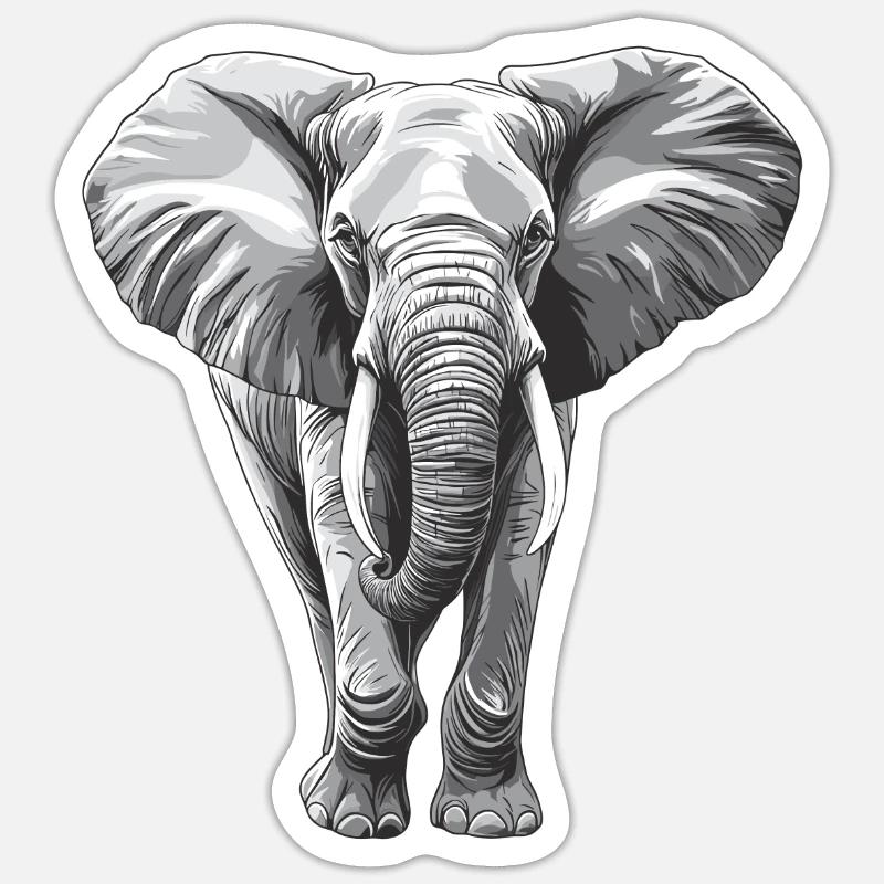 Elefant - Sticker Größe S (10 x 10 cm) - Mattweiß