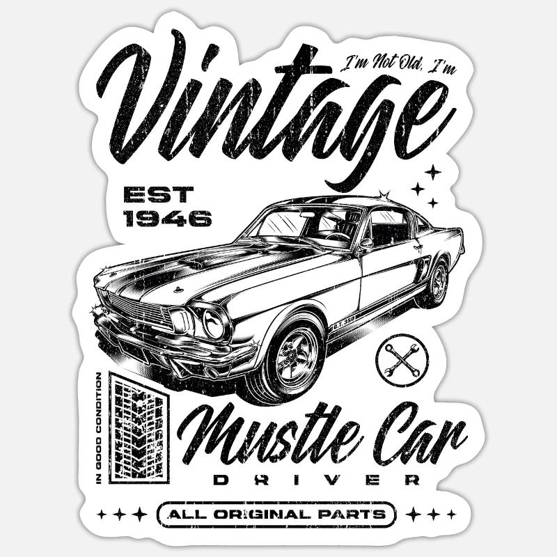 Ich bin nicht alt, ich bin ein Oldtimer, Oldtimer, Jahrgang 1946 - Sticker Größe S (10 x 10 cm) - Mattweiß