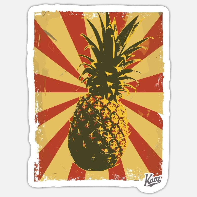 Propaganda style pineapple - Sticker size S (10 x 10 cm) - white matte