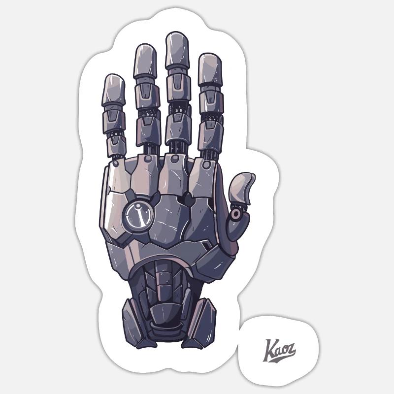 Main robot ou cyborg - Sticker taille S (10 x 10 cm) - blanc mat