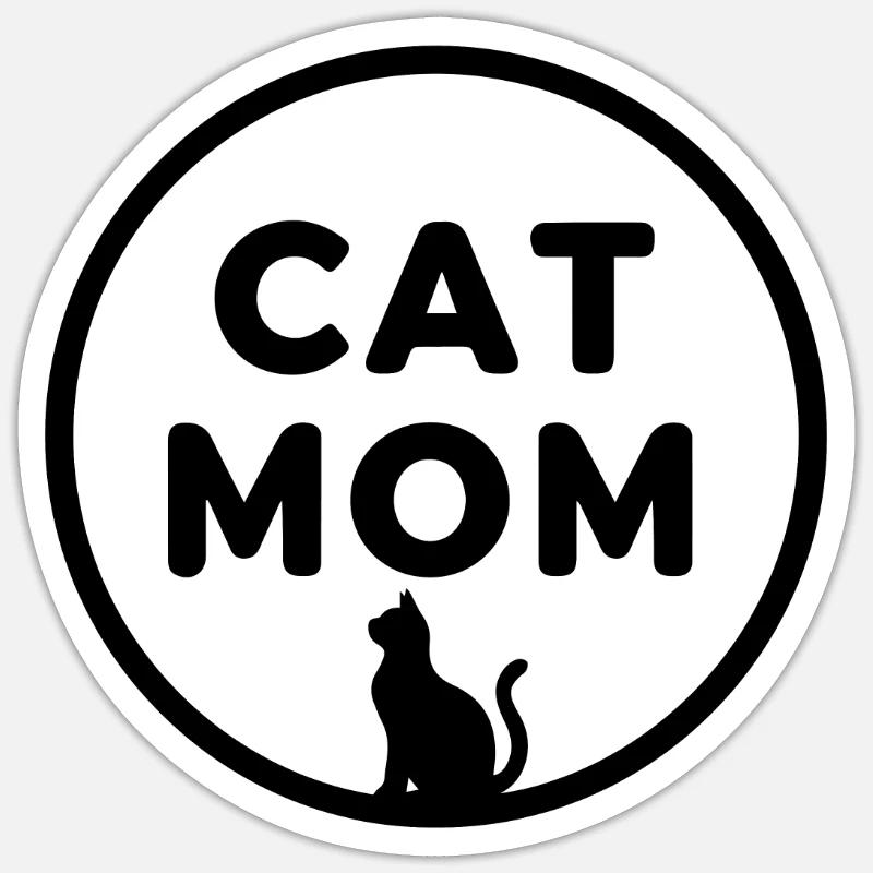 KATZENMAMA (DUNKLES TEXTDESIGN) - Sticker Größe S (10 x 10 cm) - Mattweiß