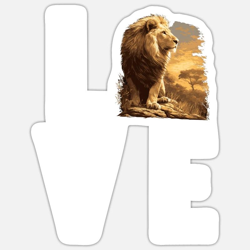 Lion Löwen Löwe - Sticker taille S (10 x 10 cm) - blanc mat