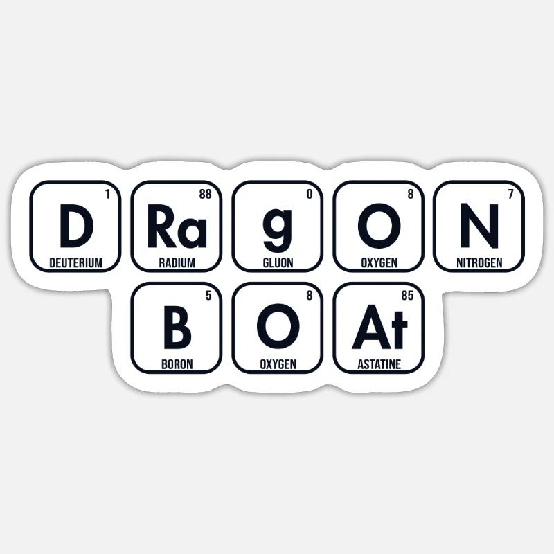 Drachenboot Periodensystem der Elemente Paddler - Sticker Größe S (10 x 10 cm) - Mattweiß