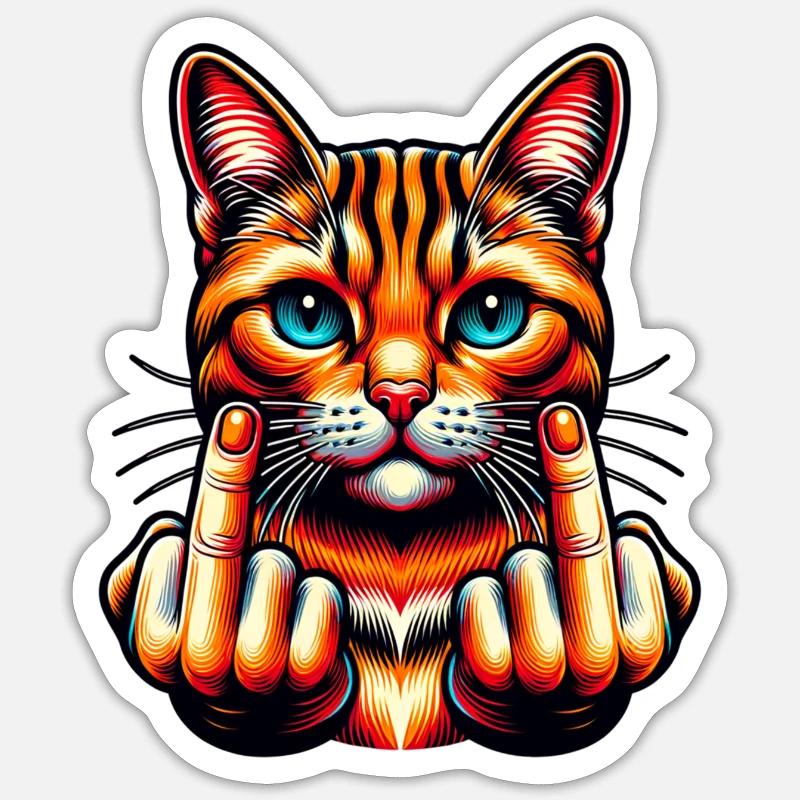 Funny Evil Cat - Sticker size S (10 x 10 cm) - white matte