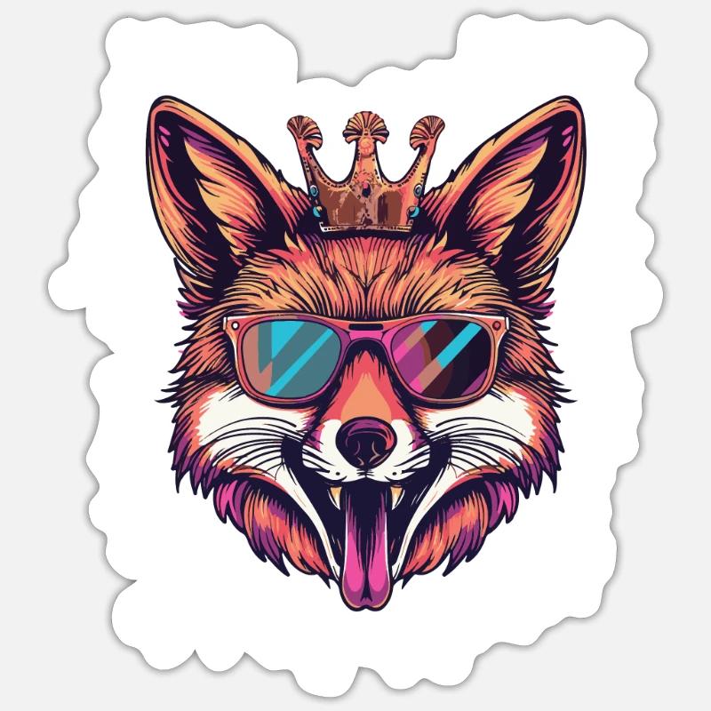 Fuchs Comic Lustig Party - Sticker Größe S (10 x 10 cm) - Mattweiß
