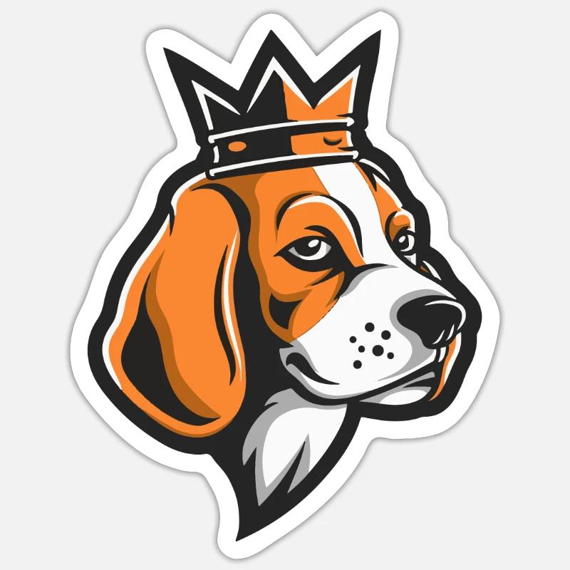 Couronne de chien Beagle - Sticker taille S (10 x 10 cm) - blanc mat