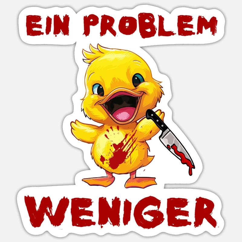 One less problem - Duck with knife Halloween Sticker size S (10 x 10 cm)
