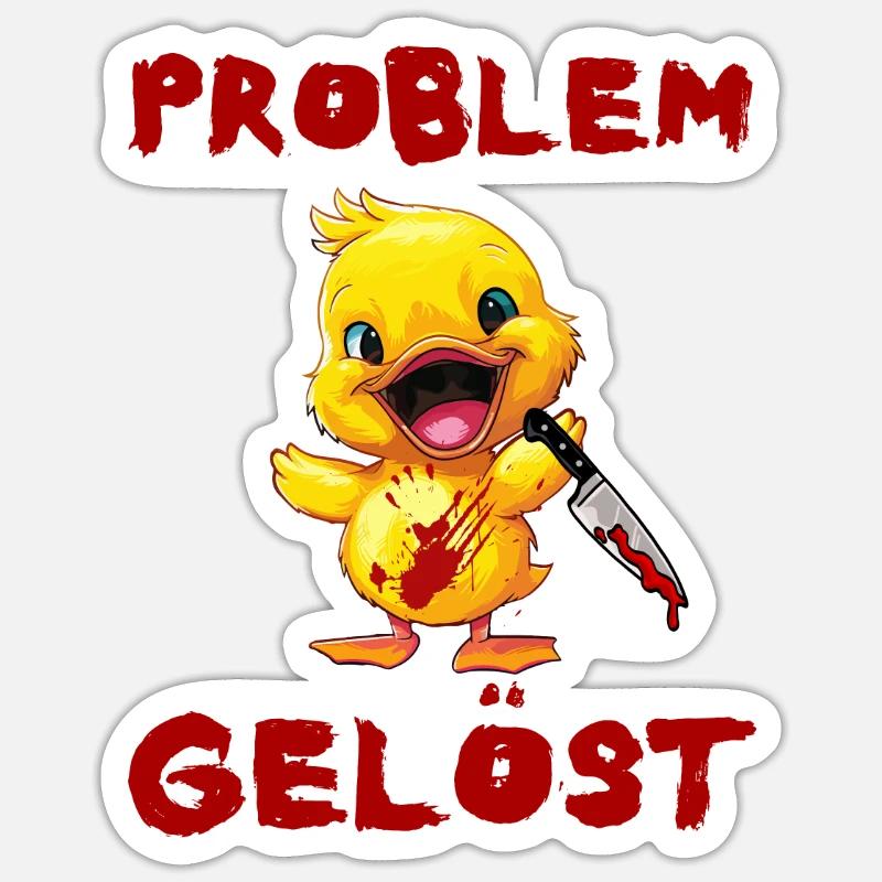 Problem solved - Duck with knife Halloween Sticker size S (10 x 10 cm)
