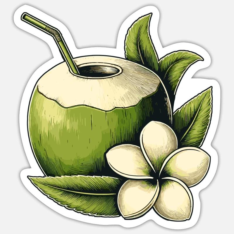 Fresh coconut - Sticker size S (10 x 10 cm) - white matte
