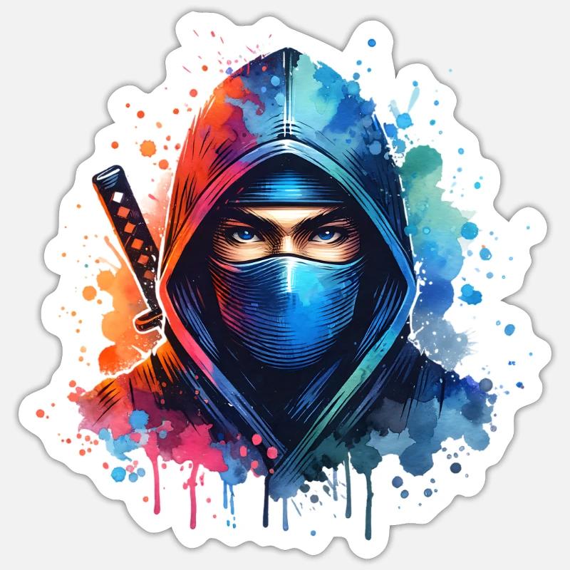 Ninja - Sticker taille S (10 x 10 cm) - blanc mat