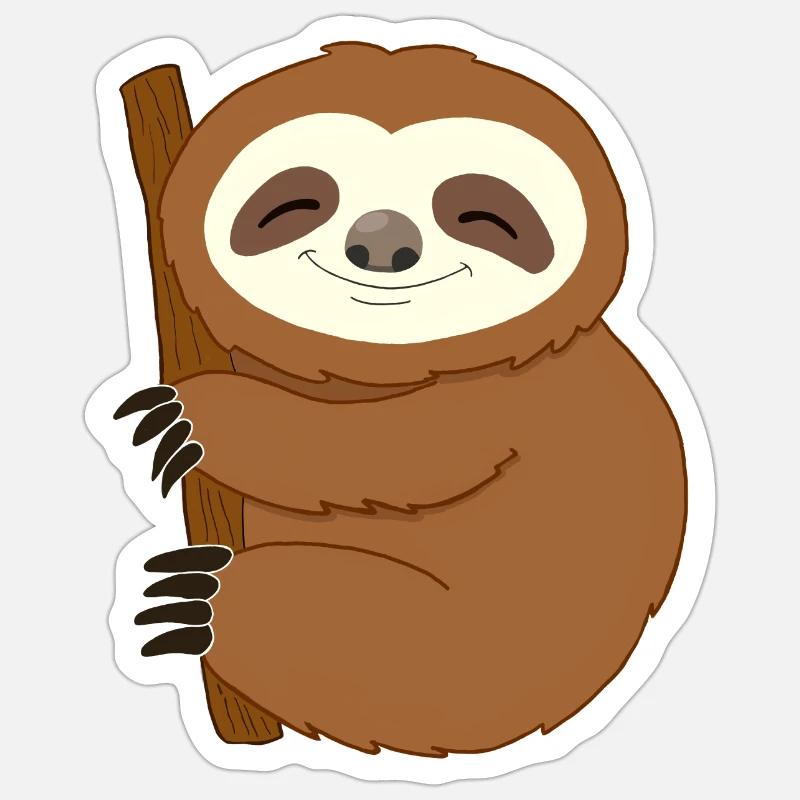 Faultier - Sticker Größe S (10 x 10 cm) - Mattweiß