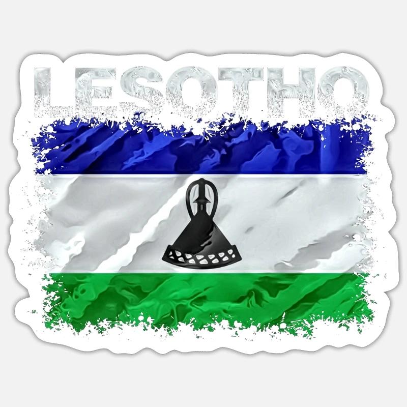 Lesotho - Sticker taille S (10 x 10 cm) - blanc mat