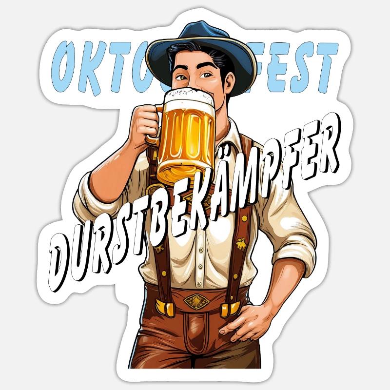 MANN Bier DURSTBEKÄMPFER - Sticker Größe S (10 x 10 cm) - Mattweiß