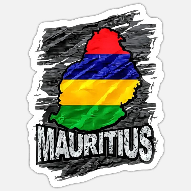 Mauritius - Sticker Größe S (10 x 10 cm) - Mattweiß
