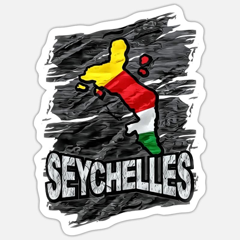 Seychelles - Sticker taille S (10 x 10 cm) - blanc mat