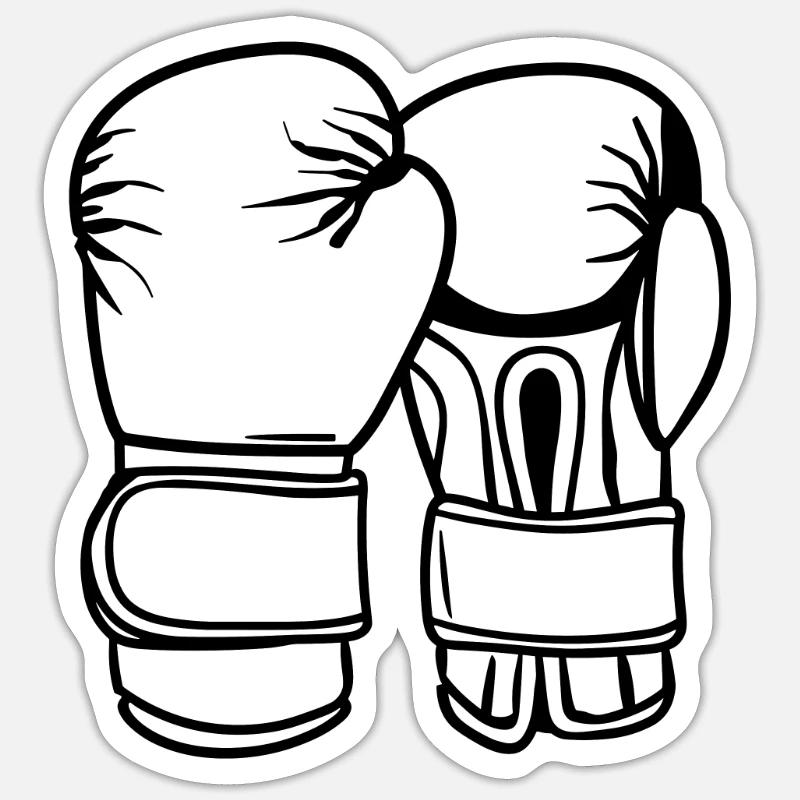 Dessin de gants de boxe - Sticker taille S (10 x 10 cm) - blanc mat