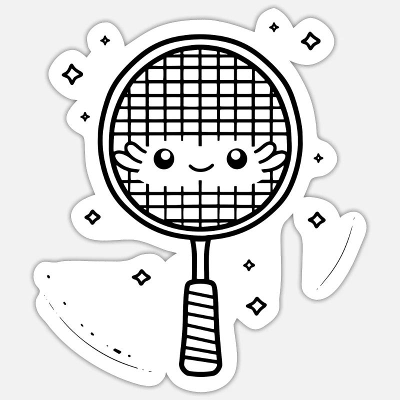 Badminton Racket Comic Sticker size S (10 x 10 cm)