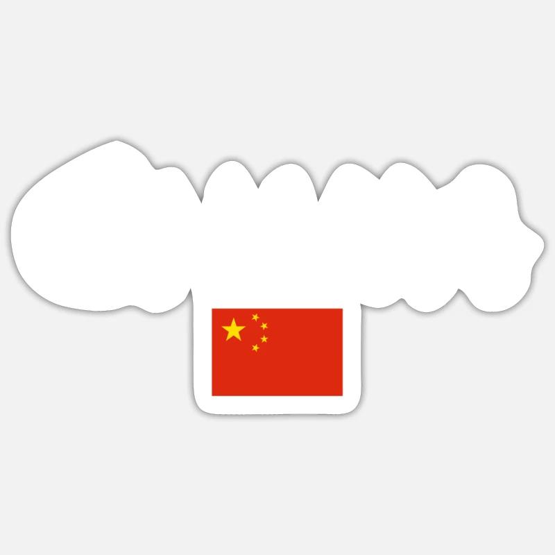 Chine Drapeau chinois Chinois - Sticker taille S (10 x 10 cm) - blanc mat