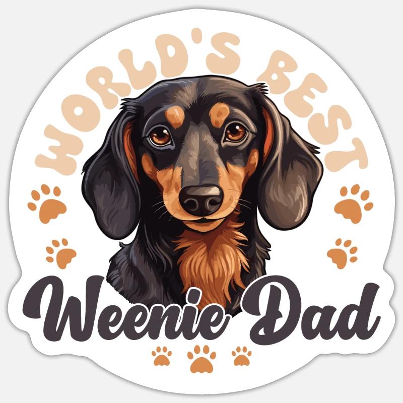 Teckel Chien Weenie Dad - Sticker taille S (10 x 10 cm) - blanc mat