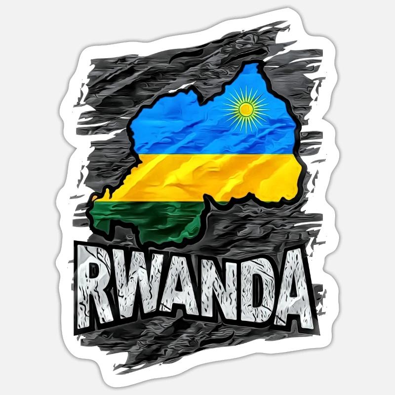Rwanda - Sticker taille S (10 x 10 cm) - blanc mat