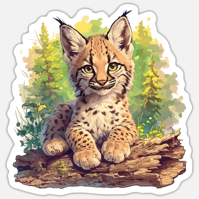 Lynx Luchse Luchs - Sticker taille S (10 x 10 cm) - blanc mat