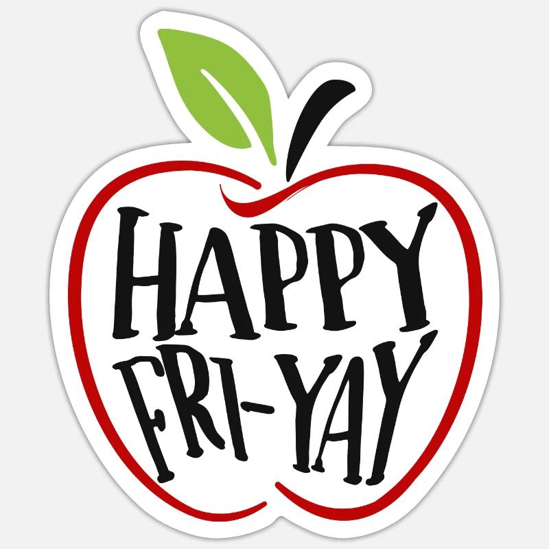 Humour Vendredi Enseignant Weekend - Sticker taille S (10 x 10 cm) - blanc mat