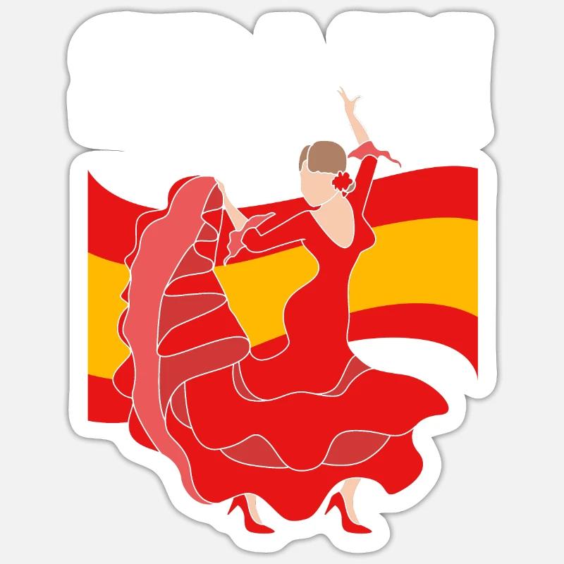 Flamenco espagnol - Sticker taille S (10 x 10 cm) - blanc mat