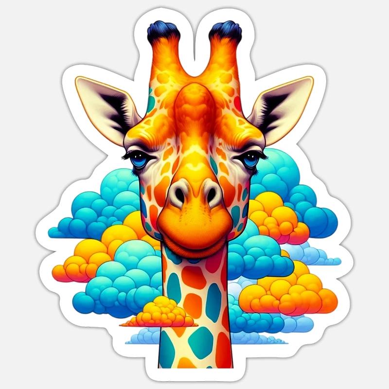 Giraffe with head in cloud clouds Sticker size S (10 x 10 cm)