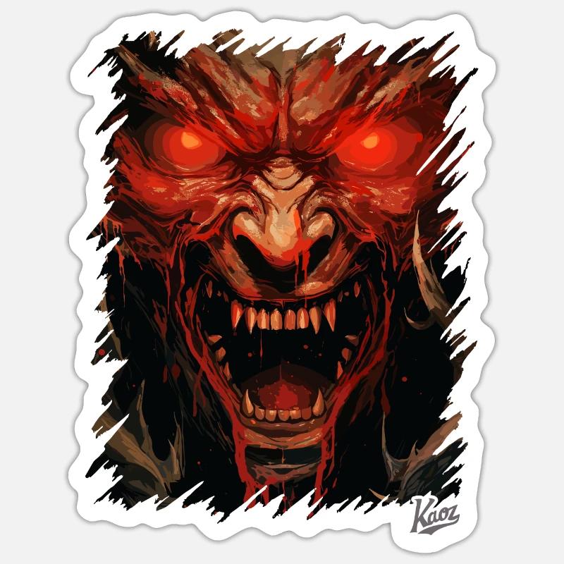 Evil Devil’s Eyes : Monstre Satan - Sticker taille S (10 x 10 cm) - blanc mat