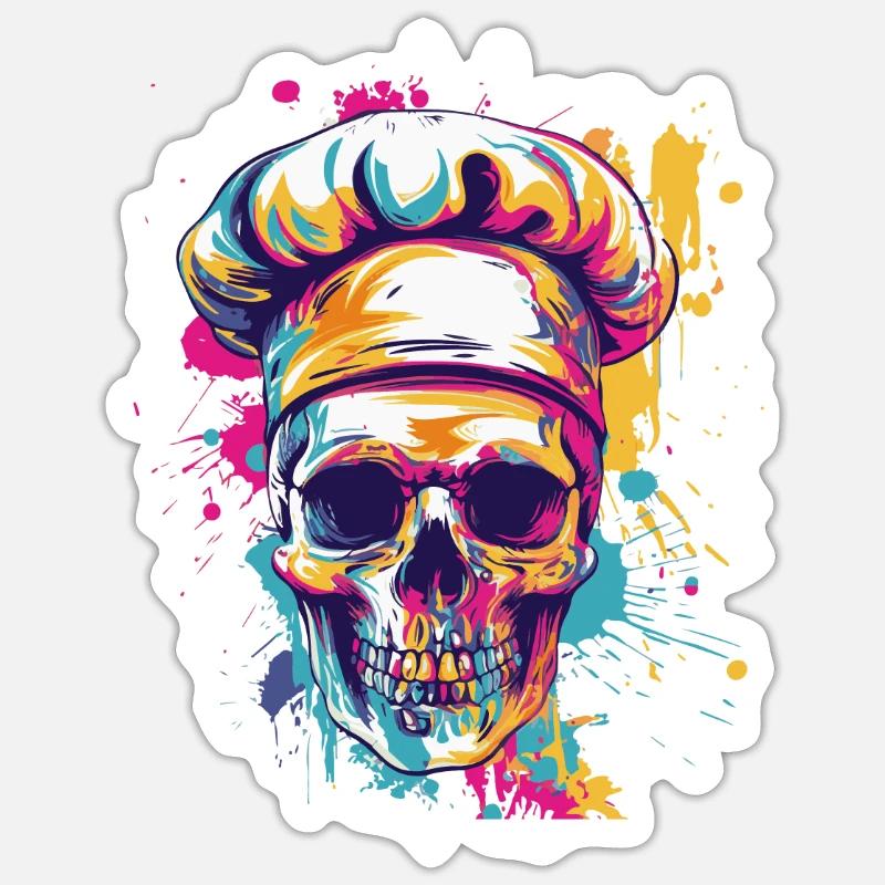 Chef Chef Skull - Sticker size S (10 x 10 cm) - white matte